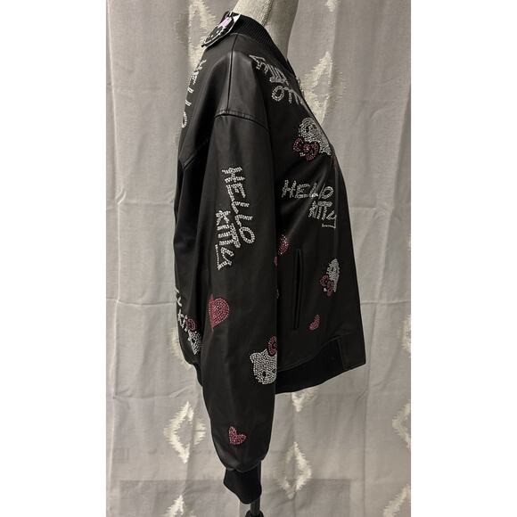 Forever 21 x Hello Kitty & Friends Rhinestone Bomber Jacket Black Women’s M NWT - Picture 5 of 13